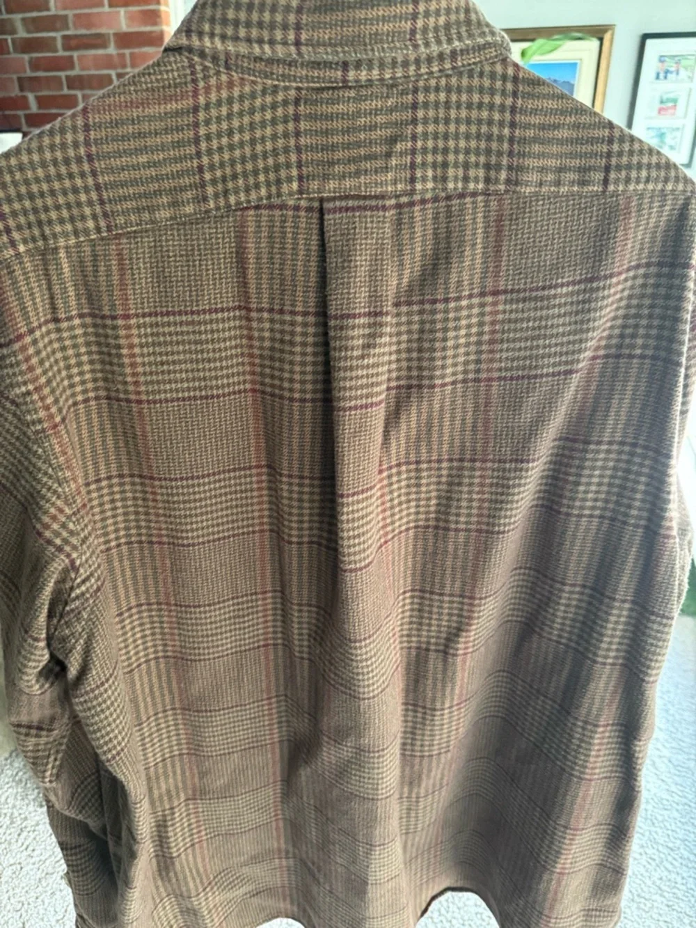 Ralph Lauren Brown Plaid Button-Down with Suede Shoulder - Picture 4 of 6